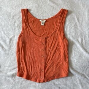 Bozzolo Ribbed Button-Front Tank Top - Orange